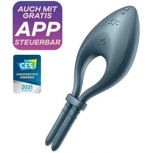 Ρυθμιζόμενο Satisfyer Bullseye δαχτυλίδι με έλεγχο εφαρμογής τηλεφώνου Γκρι