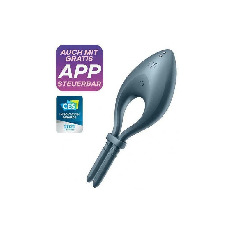 Ρυθμιζόμενο Satisfyer Bullseye δαχτυλίδι με έλεγχο εφαρμογής τηλεφώνου Γκρι