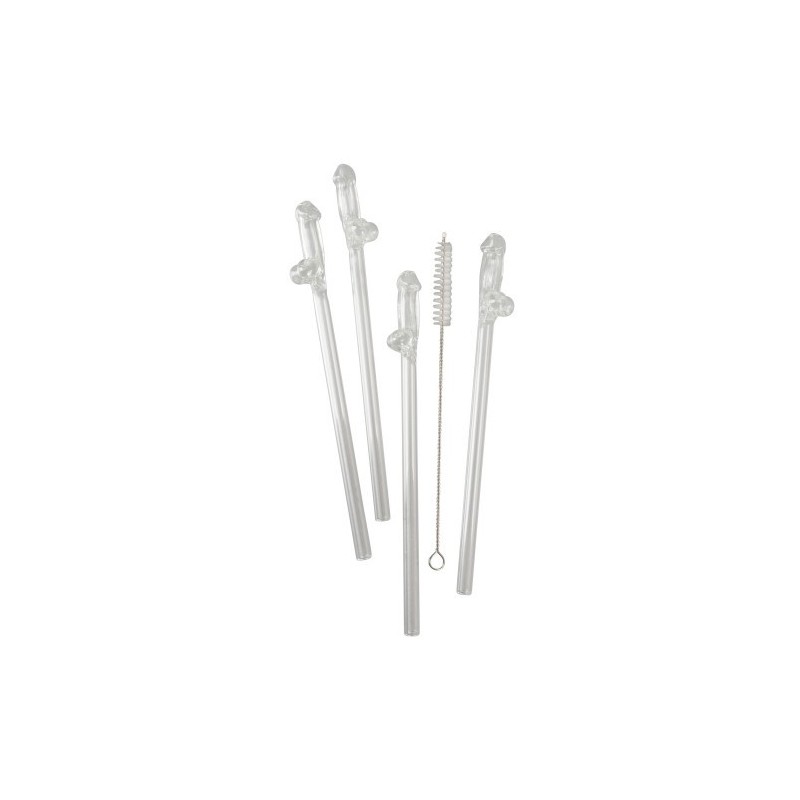 Γυάλινα Καλαμάκια σε σχήμα Πέους 4 τμχ