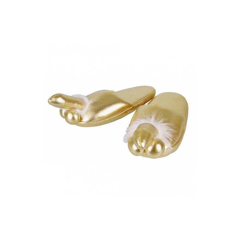 Gold Slippers with Penis