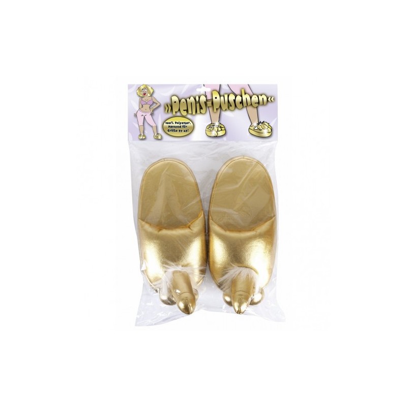 Gold Slippers with Penis