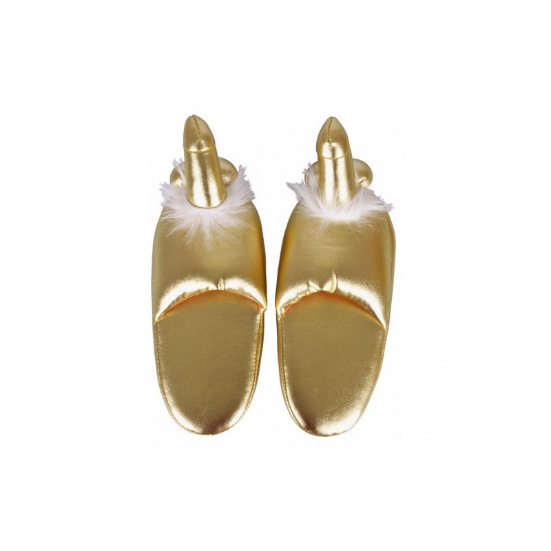 Gold Slippers with Penis