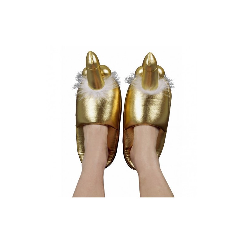 Gold Slippers with Penis
