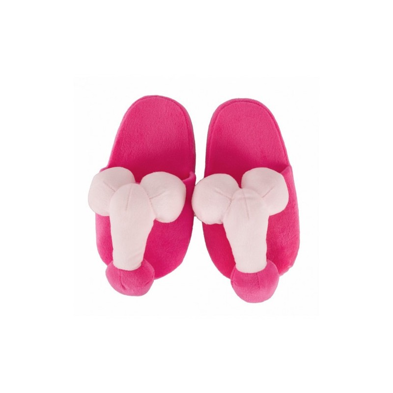 Ροζ ζεστές βελούδινες παντόφλες με Πέος