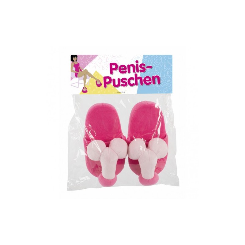 Ροζ ζεστές βελούδινες παντόφλες με Πέος