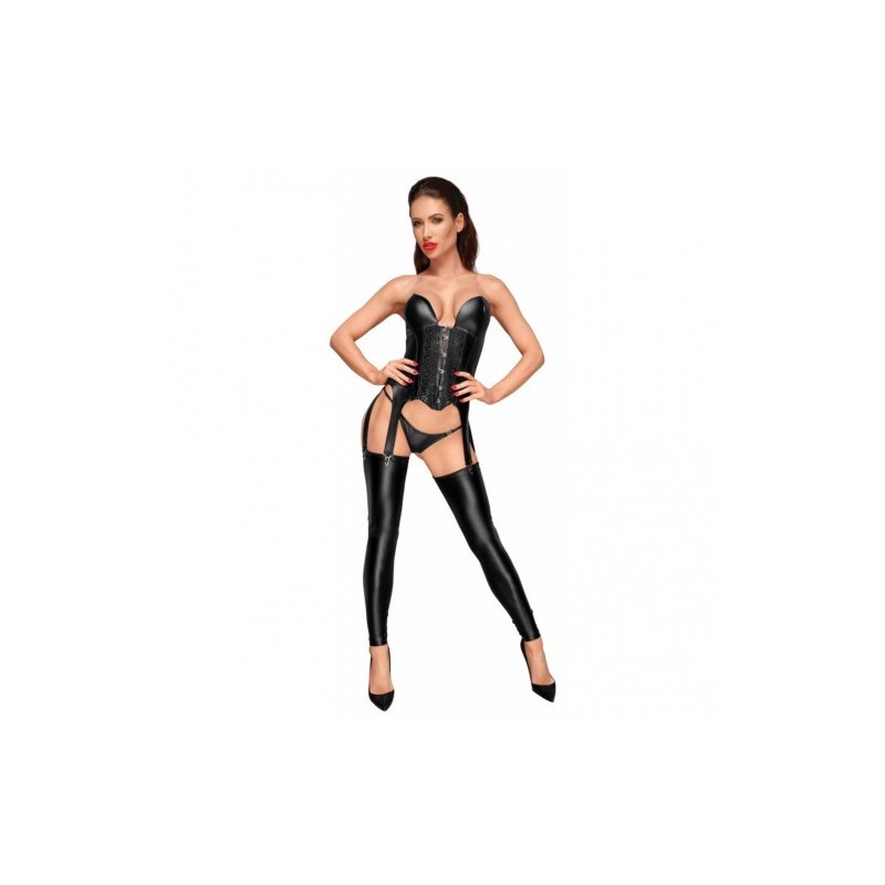 Noir Footless Stockings With Embroidery