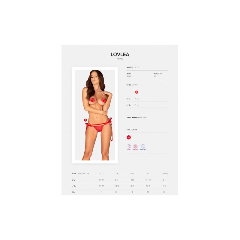 Obsessive Lovlea Κόκκινο στρίνγκ με φιόγκους