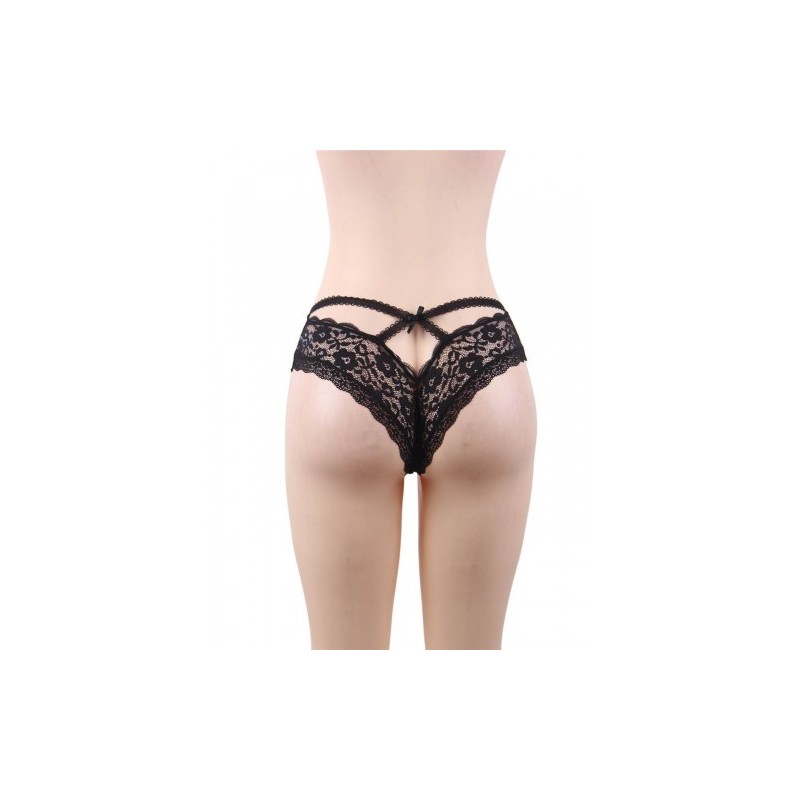 Plus Size Black Lace Knickers with Straps