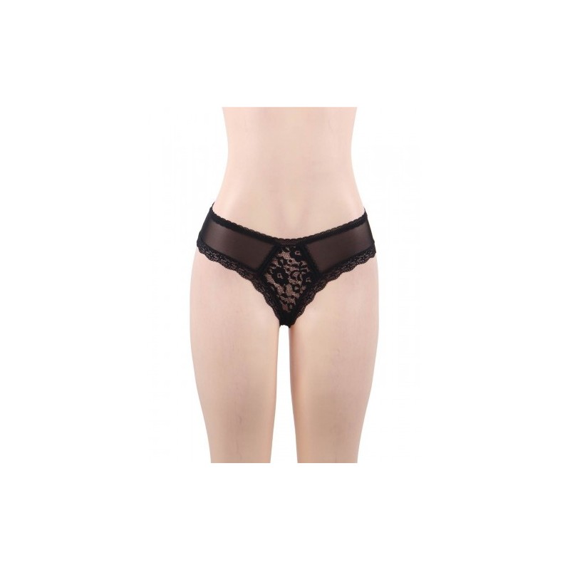 Plus Size Black Lace Knickers with Straps