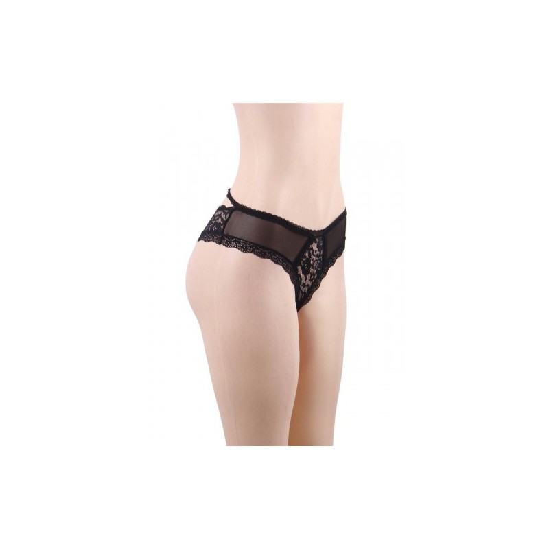 Plus Size Black Lace Knickers with Straps