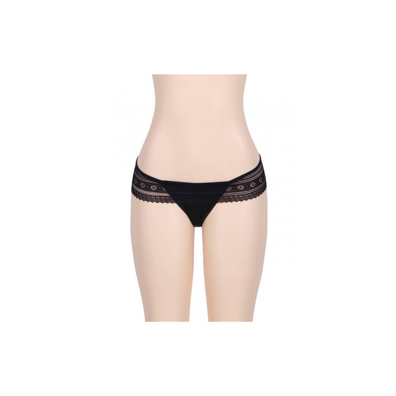PLUS SIZE Low Rise Lace Thong Black