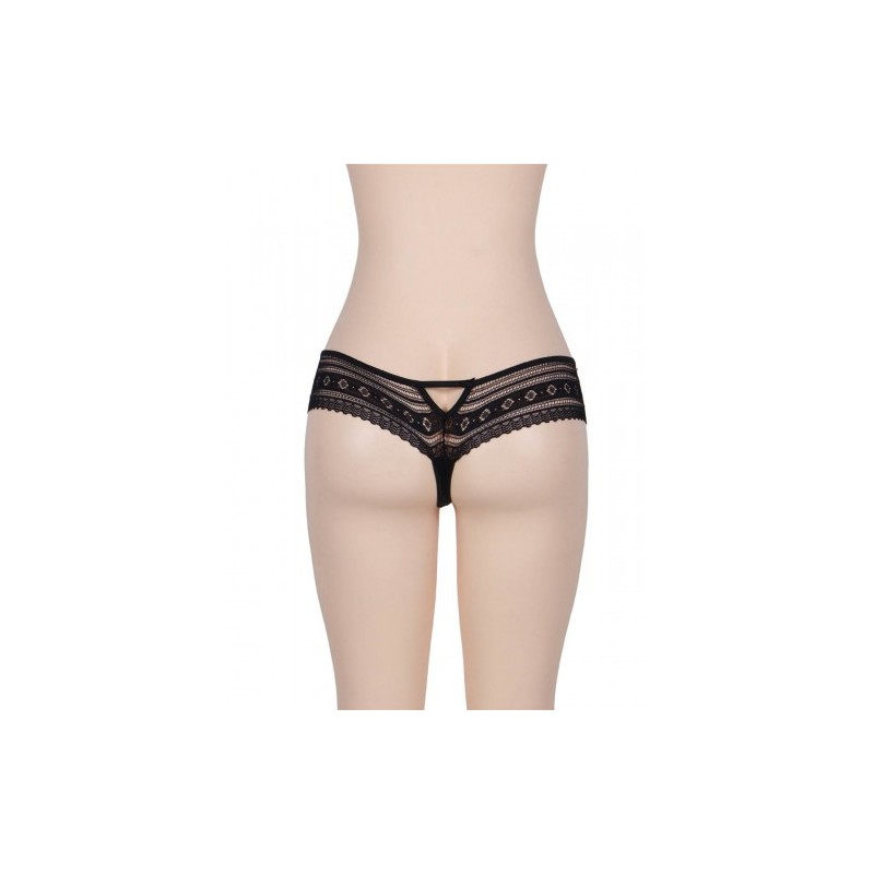 PLUS SIZE Low Rise Lace Thong Black