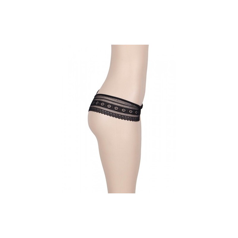 PLUS SIZE Low Rise Lace Thong Black