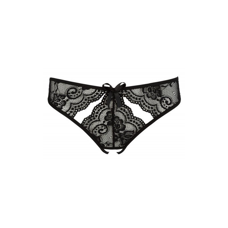 Lace Crotchless Briefs Black