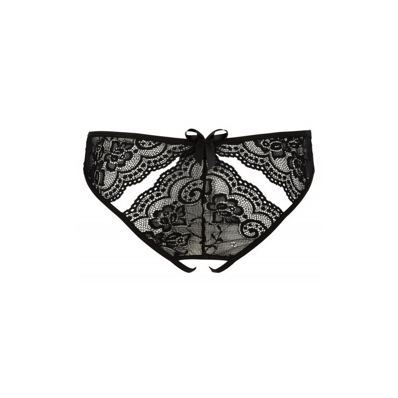 Lace Crotchless Briefs Black