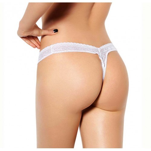 Plus Size Flirty Lace White String