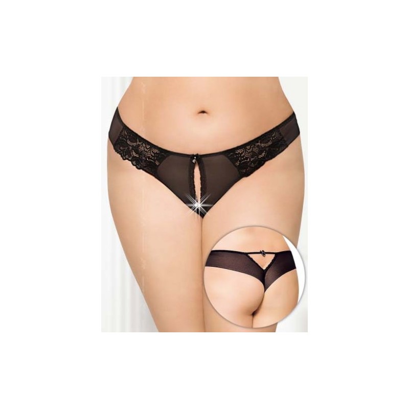 Plus Size Crotchless Mesh Panty