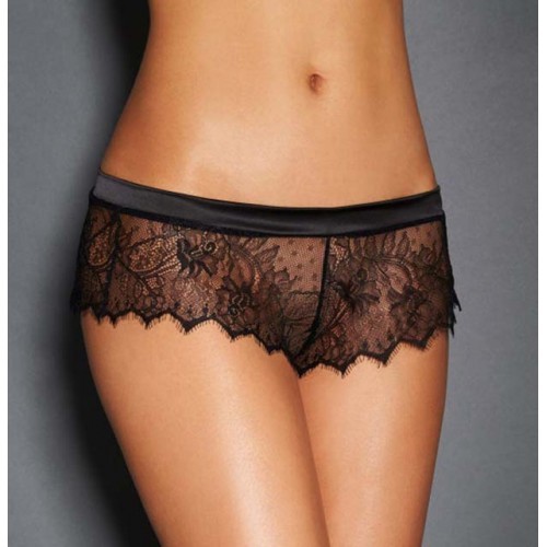 Provocative Black Lace Knickers with Bow Back