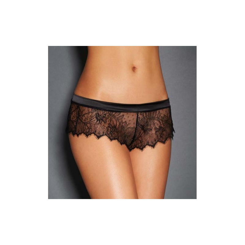 Provocative Black Lace Knickers with Bow Back