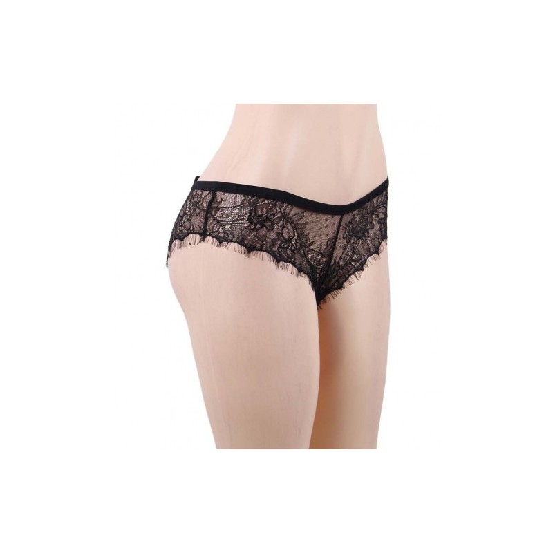Provocative Black Lace Knickers with Bow Back