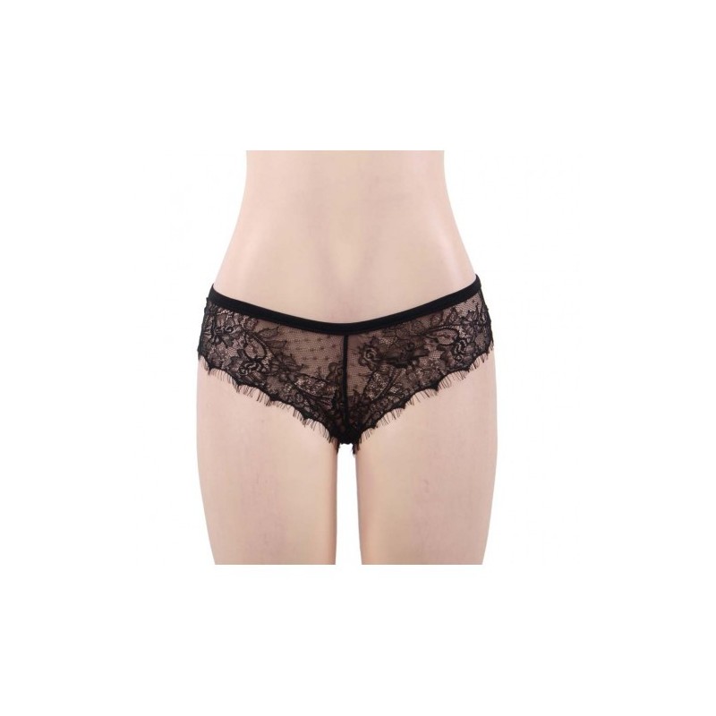 Provocative Black Lace Knickers with Bow Back