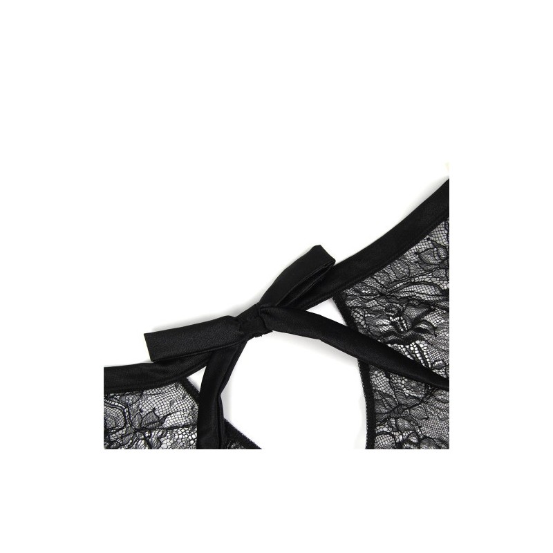 Provocative Black Lace Knickers with Bow Back