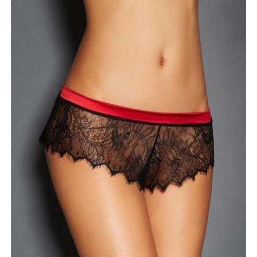 Black Lace Knickers with Red Bow Back