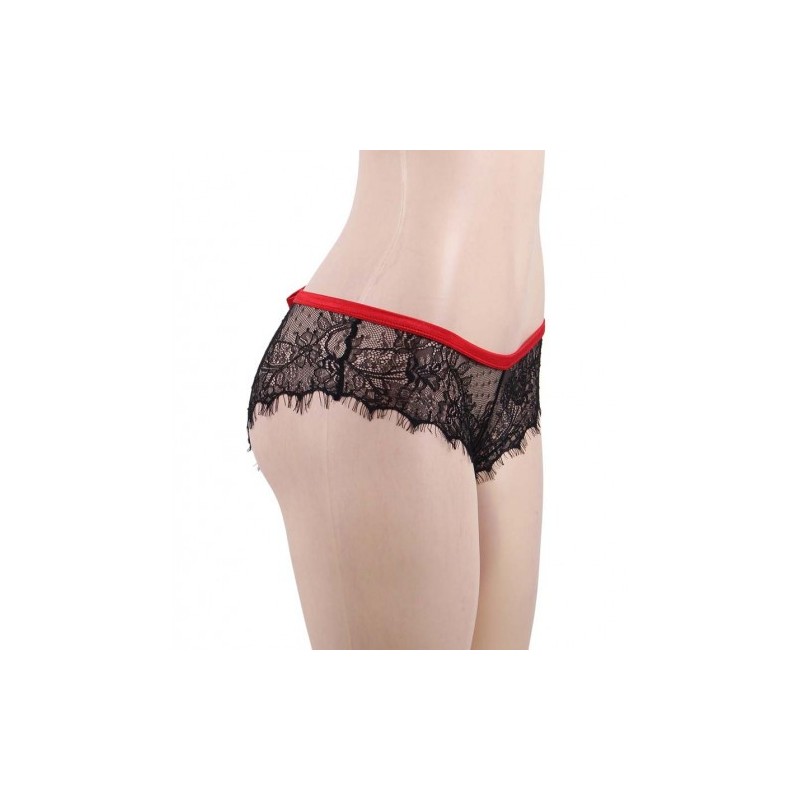 Black Lace Knickers with Red Bow Back