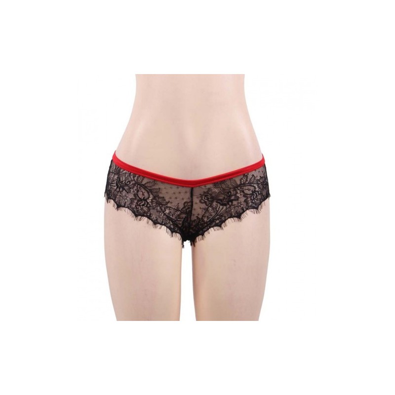 Black Lace Knickers with Red Bow Back