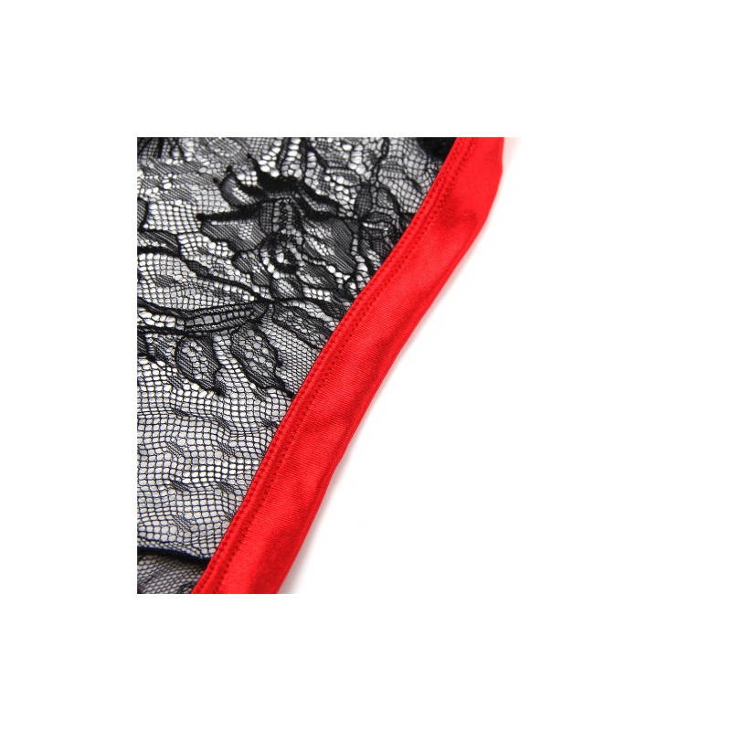 Black Lace Knickers with Red Bow Back