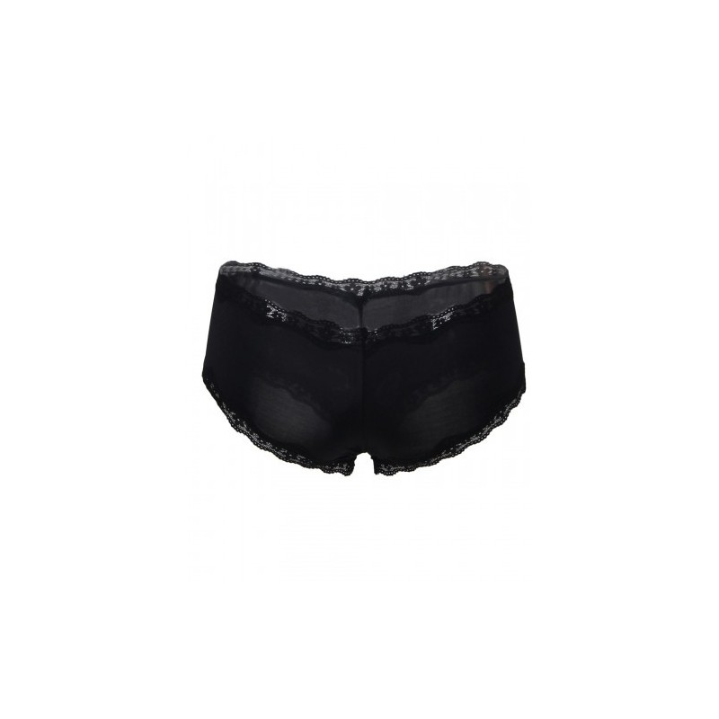 Comfortable Thong with Lace Hem Black
