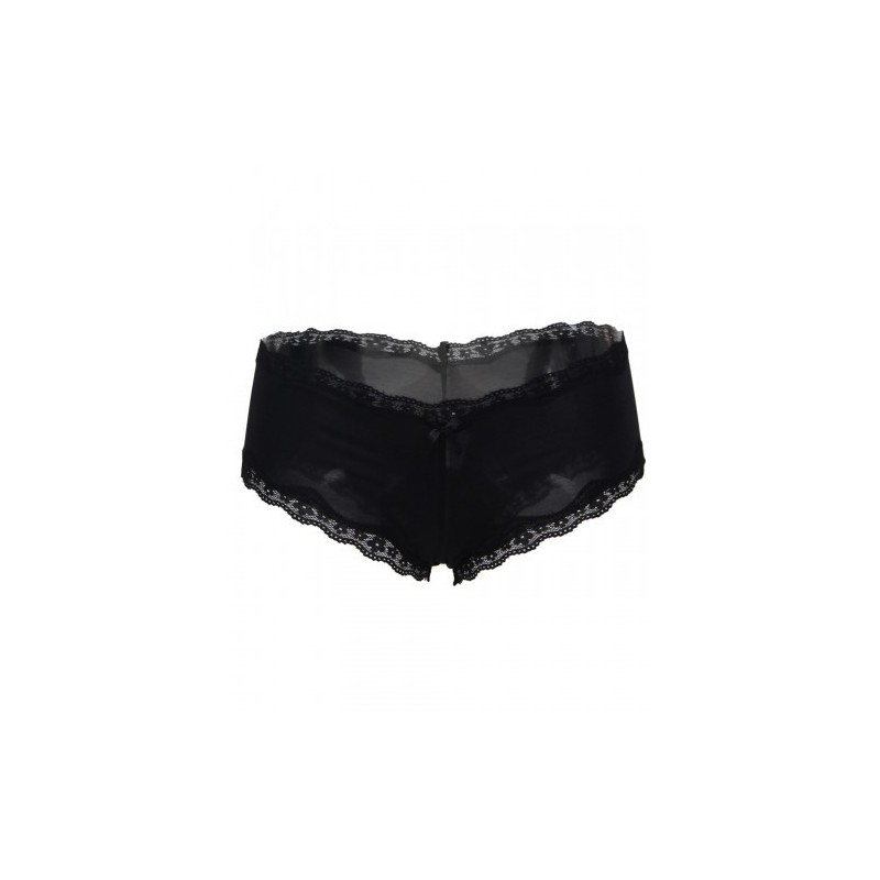 Comfortable Thong with Lace Hem Black