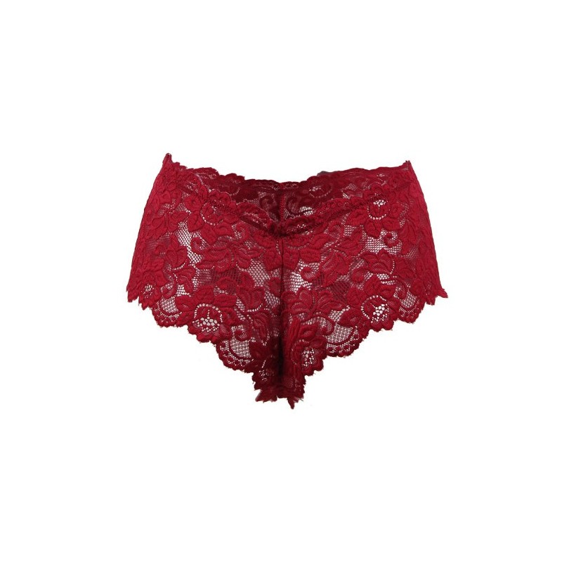 Hot Red Floral Lace Short