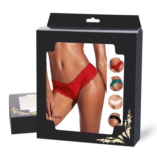 Deep Green Thong with Lace Hem