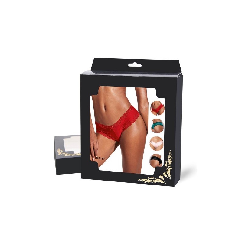 Deep Green Thong with Lace Hem