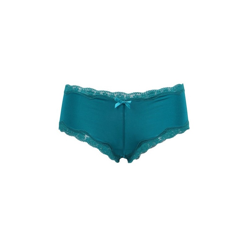 Deep Green Thong with Lace Hem