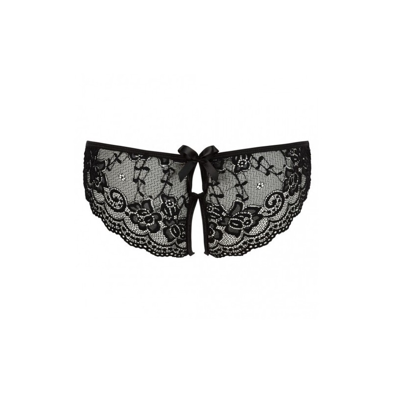Crotchless Floral Lace Pantie Black