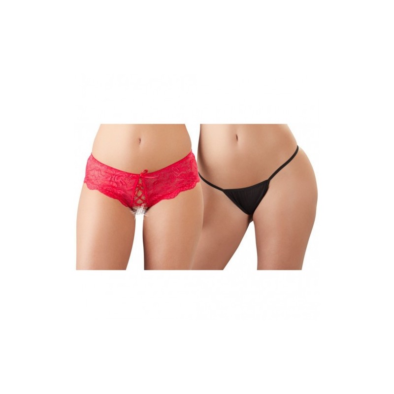 Σέτ Μαύρο στρίνγκ και κόκκινο σλιπάκι