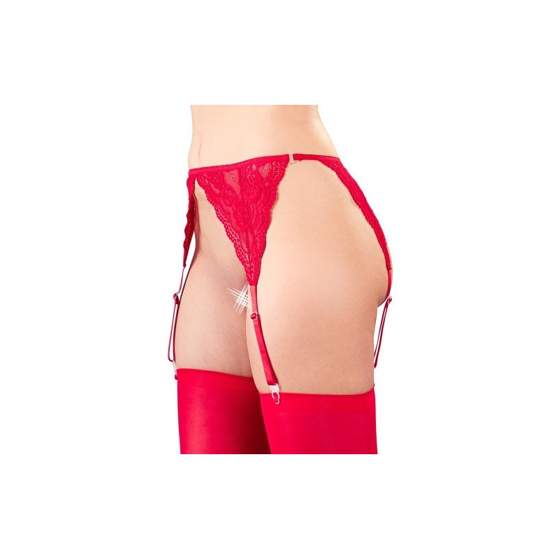 Lace Garter Belt with Stocking Red