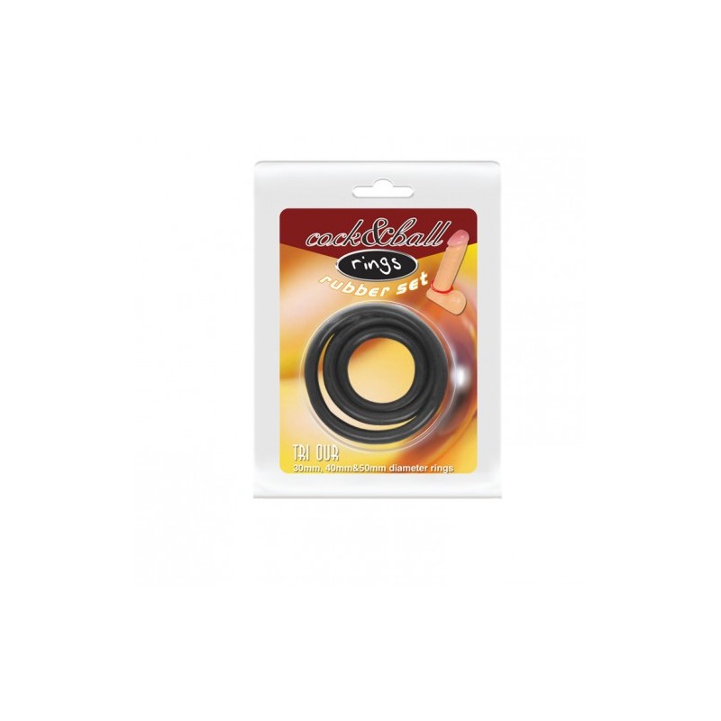 Σετ Τρία Ελαστικά Μαύρα δαχτυλίδια Στύσης Πέους και Όρχεων