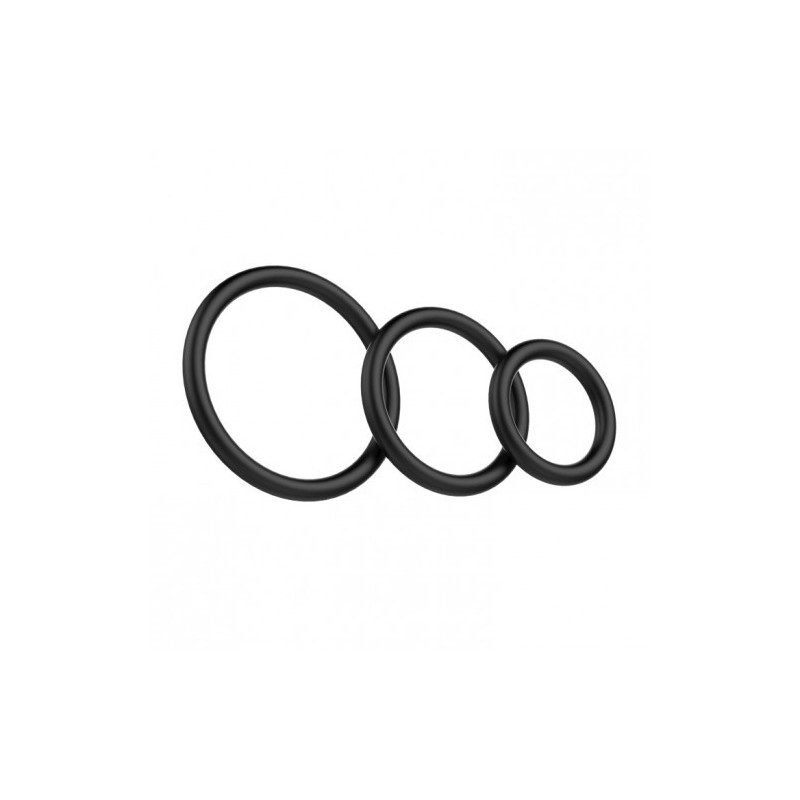 Σετ Τρία Ελαστικά Μαύρα δαχτυλίδια Στύσης Πέους και Όρχεων
