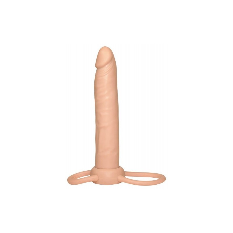 Λευκό προσθετικό Πέους και όρχεων για διπλές ταυτόχρονες απολαύσεις