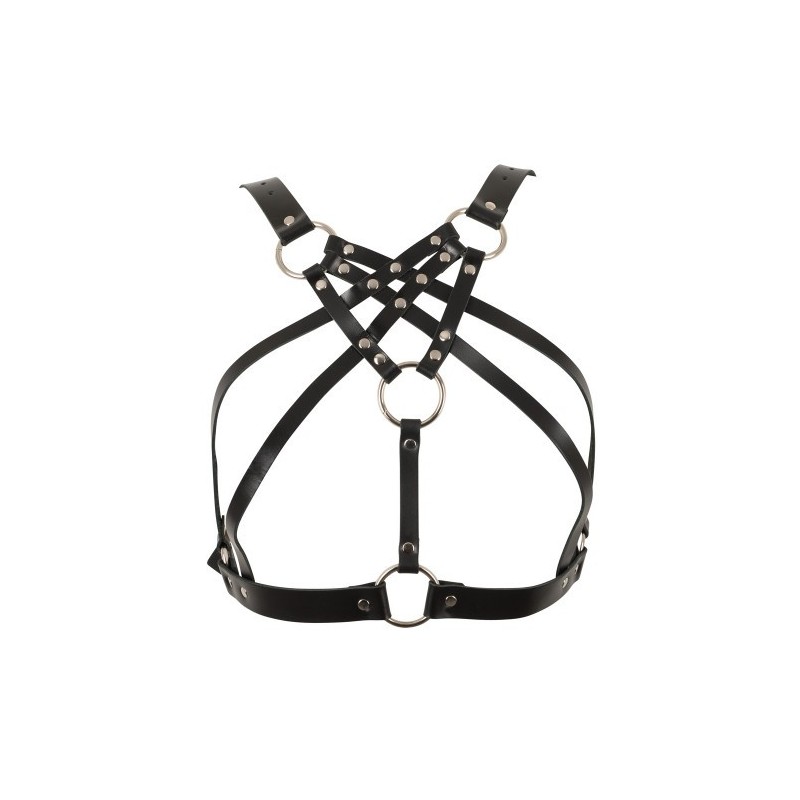 ZADO Leather Chest Harness With Metal Rings