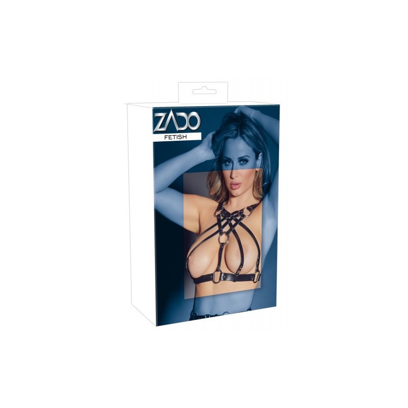 ZADO Leather Chest Harness With Metal Rings