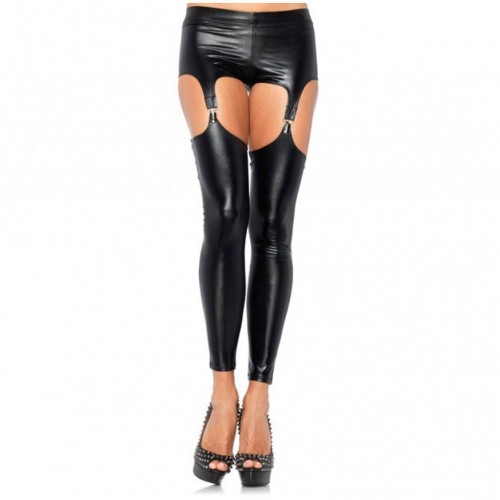 Wet Look Garter Leggings