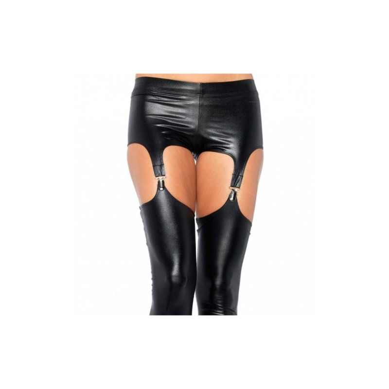 Wet Look Garter Leggings