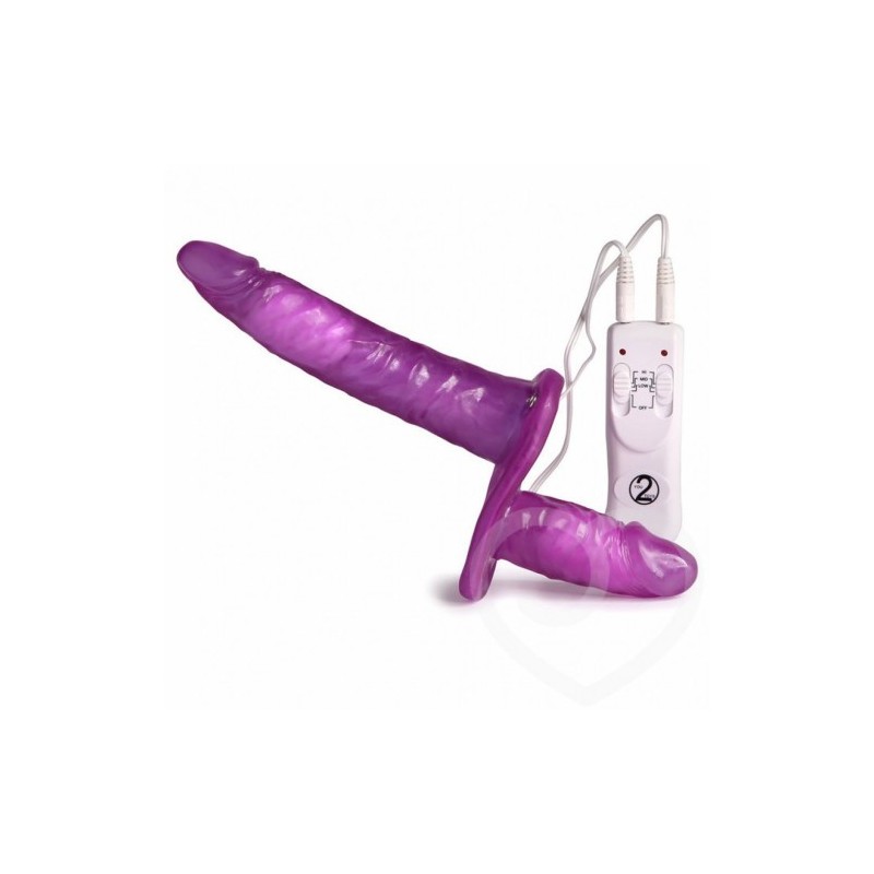 Διπλό μώβ στράπ-ον μέ δόνηση και τηλεχειριστήριο