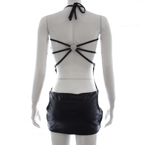 Μαύρο Ελαστικό Μίνι Φόρεμα με Ανοίγματα Naughty Toys