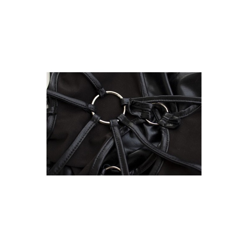 Μαύρο Ελαστικό Μίνι Φόρεμα με Ανοίγματα Naughty Toys