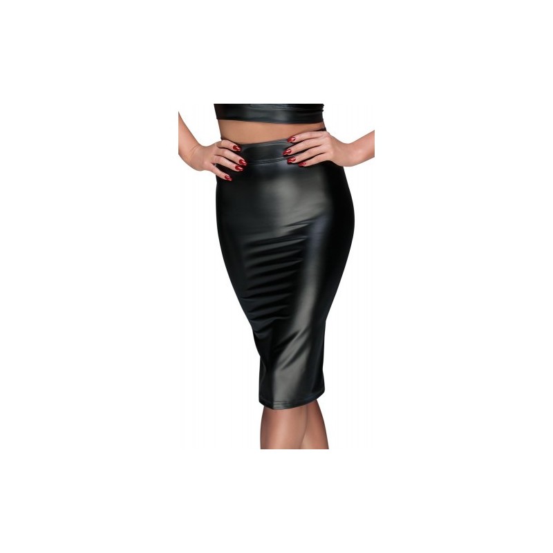 Noir Knee-Length Pencil Skirt with Lacing